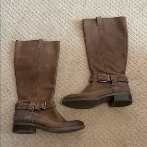 Jessica Simpson Brown Leather Buckle Riding Boots